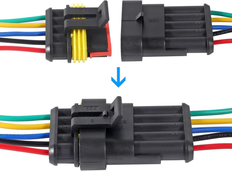 AiTrip 10 PACK 5 Pin Way Electrical Wire Connector Male Female Plug Socket Quick Disconnect Waterproof Plug Play for Car, Truck, Boat, and Other Wire Connections - Image 3